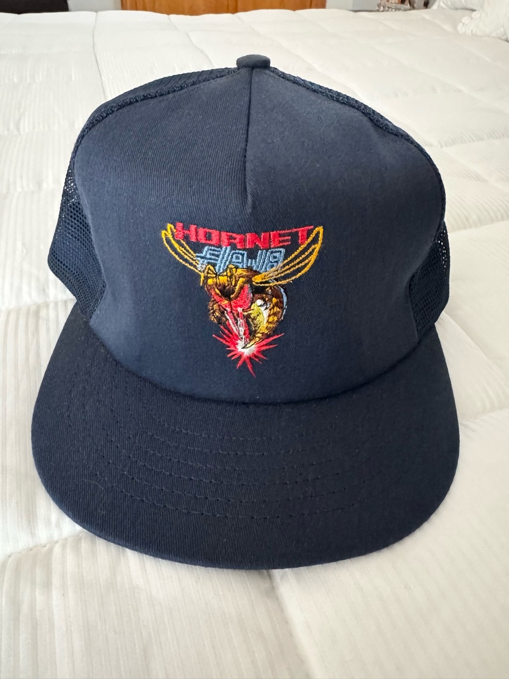 Vintage F/A-18 Hornet Fighter Jet Trucker Hat/Cap Snapback Navy Blue